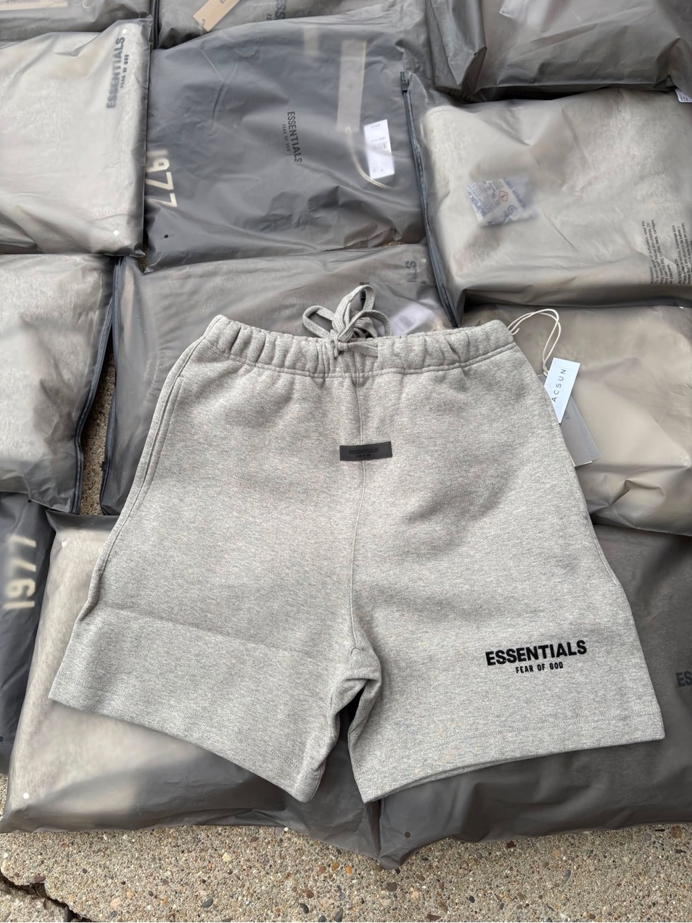 Essentials Kids Light Gray Drawstring Sweat Shorts